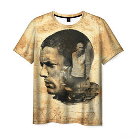 Мужская футболка 3D с принтом Prison break 6 в Санкт-Петербурге, 100% полиэфир | прямой крой, круглый вырез горловины, длина до линии бедер | prison break | побег | сериал