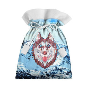 Подарочный 3D мешок с принтом Хаски в Санкт-Петербурге, 100% полиэстер | Размер: 29*39 см | at | bowwow | dog | hound | pooch | арт | гончая | гончая собака | горы | деревья | лес | снег | собака | хаски | холод