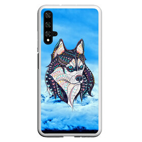 Чехол для Honor 20 с принтом Siberian Husky в Санкт-Петербурге, Силикон | Область печати: задняя сторона чехла, без боковых панелей | Тематика изображения на принте: at | bowwow | dog | hound | pooch | арт | гончая | гончая собака | горы | деревья | лес | снег | собака | хаски | холод