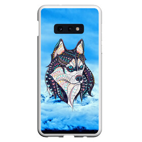 Чехол для Samsung S10E с принтом Siberian Husky в Санкт-Петербурге, Силикон | Область печати: задняя сторона чехла, без боковых панелей | Тематика изображения на принте: at | bowwow | dog | hound | pooch | арт | гончая | гончая собака | горы | деревья | лес | снег | собака | хаски | холод