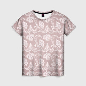 Женская футболка 3D с принтом Кружева в Санкт-Петербурге, 100% полиэфир ( синтетическое хлопкоподобное полотно) | прямой крой, круглый вырез горловины, длина до линии бедер | lace | кружева | кружево | нежность | узор | цветы