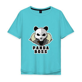 Мужская футболка хлопок Oversize с принтом Panda Boss в Санкт-Петербурге, 100% хлопок | свободный крой, круглый ворот, “спинка” длиннее передней части | банда | большой | босс | важный | главарь | главный | директор | крутой | круче всех | лидер | мех | панда | россия | русский | самый | супер | трубка | шуба
