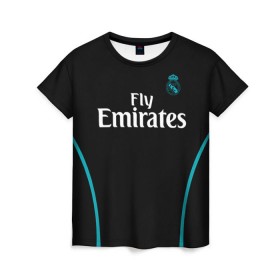 Женская футболка 3D с принтом Real Madrid в Санкт-Петербурге, 100% полиэфир ( синтетическое хлопкоподобное полотно) | прямой крой, круглый вырез горловины, длина до линии бедер | real madrid | королевский клуб | реал мадрид | форма