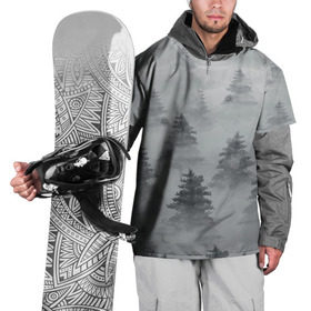 Накидка на куртку 3D с принтом Туманный лес в Санкт-Петербурге, 100% полиэстер |  | бор | вечер | деревья | елка | еловый | ель | загадочный | земля | зима | лес | мрачный | необычный | природа | серый | сибирь | снег | тайга | туман | хвойный