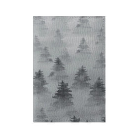 Обложка для паспорта матовая кожа с принтом Туманный лес в Санкт-Петербурге, натуральная матовая кожа | размер 19,3 х 13,7 см; прозрачные пластиковые крепления | бор | вечер | деревья | елка | еловый | ель | загадочный | земля | зима | лес | мрачный | необычный | природа | серый | сибирь | снег | тайга | туман | хвойный