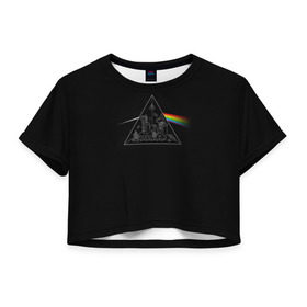 Женская футболка 3D укороченная с принтом Pink Floyd Make Rainbow в Санкт-Петербурге, 100% полиэстер | круглая горловина, длина футболки до линии талии, рукава с отворотами | англия | басы | британия | гитара | группа | логотип | музыка | песни | пинк флойд | призма | радуга | рок | свет