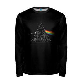 Мужской лонгслив 3D с принтом Pink Floyd Make Rainbow в Санкт-Петербурге, 100% полиэстер | длинные рукава, круглый вырез горловины, полуприлегающий силуэт | Тематика изображения на принте: англия | басы | британия | гитара | группа | логотип | музыка | песни | пинк флойд | призма | радуга | рок | свет