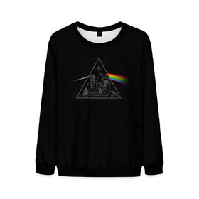 Мужской свитшот 3D с принтом Pink Floyd Make Rainbow в Санкт-Петербурге, 100% полиэстер с мягким внутренним слоем | круглый вырез горловины, мягкая резинка на манжетах и поясе, свободная посадка по фигуре | Тематика изображения на принте: англия | басы | британия | гитара | группа | логотип | музыка | песни | пинк флойд | призма | радуга | рок | свет