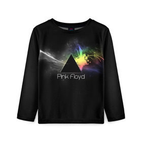 Детский лонгслив 3D с принтом Pink Floyd Logo в Санкт-Петербурге, 100% полиэстер | длинные рукава, круглый вырез горловины, полуприлегающий силуэт
 | англия | басы | британия | гитара | группа | дым | космос | логотип | музыка | песни | пинк флойд | призма | радуга | рок | свет