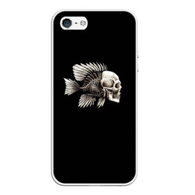 Чехол для iPhone 5/5S матовый с принтом Рыба Скелет в Санкт-Петербурге, Силикон | Область печати: задняя сторона чехла, без боковых панелей | анатомия | кости | море | плавники | принт | рисунок | рыбный | рыбы | тату | ужас | хвост | череп | черный | чешуя