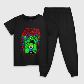 Детская пижама хлопок с принтом Asking Zombie в Санкт-Петербурге, 100% хлопок |  брюки и футболка прямого кроя, без карманов, на брюках мягкая резинка на поясе и по низу штанин
 | 