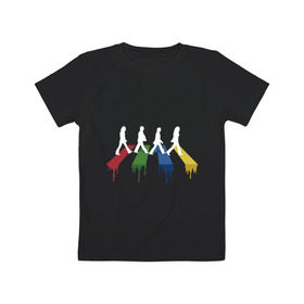 Детская футболка хлопок с принтом Beatles Color в Санкт-Петербурге, 100% хлопок | круглый вырез горловины, полуприлегающий силуэт, длина до линии бедер | Тематика изображения на принте: beatles | music | rock | битлз | краски | леннон | маккартни | музыка | переход | рок | старр | харрисон | цвет
