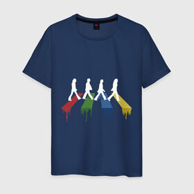 Мужская футболка хлопок с принтом Beatles Color в Санкт-Петербурге, 100% хлопок | прямой крой, круглый вырез горловины, длина до линии бедер, слегка спущенное плечо. | beatles | music | rock | битлз | краски | леннон | маккартни | музыка | переход | рок | старр | харрисон | цвет