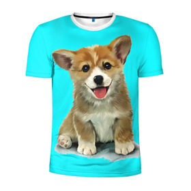Мужская футболка 3D спортивная с принтом Корги в Санкт-Петербурге, 100% полиэстер с улучшенными характеристиками | приталенный силуэт, круглая горловина, широкие плечи, сужается к линии бедра | Тематика изображения на принте: corgy | dog | korgi | puppy | вельш корги | кардиган | коржик | пемброк | собака | щенок