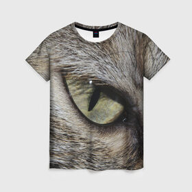 Женская футболка 3D с принтом Кошачий глаз в Санкт-Петербурге, 100% полиэфир ( синтетическое хлопкоподобное полотно) | прямой крой, круглый вырез горловины, длина до линии бедер | Тематика изображения на принте: 