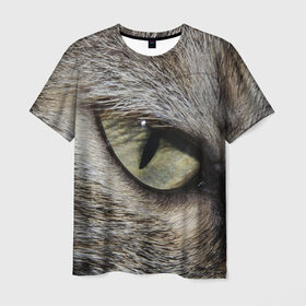 Мужская футболка 3D с принтом Кошачий глаз в Санкт-Петербурге, 100% полиэфир | прямой крой, круглый вырез горловины, длина до линии бедер | 