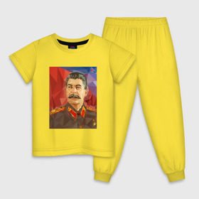 Детская пижама хлопок с принтом Сталин в Санкт-Петербурге, 100% хлопок |  брюки и футболка прямого кроя, без карманов, на брюках мягкая резинка на поясе и по низу штанин
 | ссср | сталин