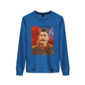 Женский свитшот хлопок с принтом Сталин в Санкт-Петербурге, 100% хлопок | прямой крой, круглый вырез, на манжетах и по низу широкая трикотажная резинка  | ссср | сталин