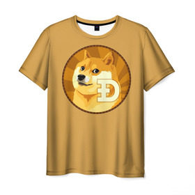 Мужская футболка 3D с принтом Bitcoin в Санкт-Петербурге, 100% полиэфир | прямой крой, круглый вырез горловины, длина до линии бедер | Тематика изображения на принте: doge | meme | биткоин | доге