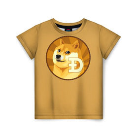 Детская футболка 3D с принтом Bitcoin в Санкт-Петербурге, 100% гипоаллергенный полиэфир | прямой крой, круглый вырез горловины, длина до линии бедер, чуть спущенное плечо, ткань немного тянется | doge | meme | биткоин | доге
