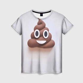 Женская футболка 3D с принтом Улыбка в Санкт-Петербурге, 100% полиэфир ( синтетическое хлопкоподобное полотно) | прямой крой, круглый вырез горловины, длина до линии бедер | interner | poop | интернет | пуп | смайл | эмоджи | эмодзи | юмор