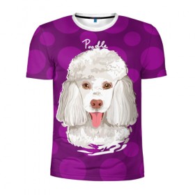 Мужская футболка 3D спортивная с принтом Пудель в Санкт-Петербурге, 100% полиэстер с улучшенными характеристиками | приталенный силуэт, круглая горловина, широкие плечи, сужается к линии бедра | Тематика изображения на принте: dog | poodle | арт | животные | кружочек | собака | текстура