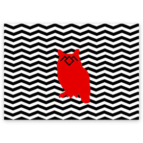 Поздравительная открытка с принтом TWIN PEAKS в Санкт-Петербурге, 100% бумага | плотность бумаги 280 г/м2, матовая, на обратной стороне линовка и место для марки
 | Тематика изображения на принте: owl | арт | животные | полосы | птицы | сериал | сова | твин пикс | текстура | фильмы