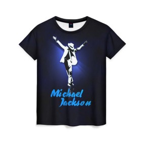 Женская футболка 3D с принтом Майкл Джексон в Санкт-Петербурге, 100% полиэфир ( синтетическое хлопкоподобное полотно) | прямой крой, круглый вырез горловины, длина до линии бедер | michael jackson | король