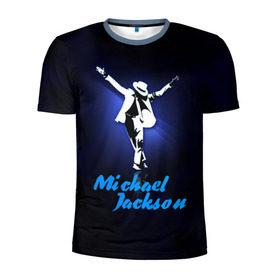 Мужская футболка 3D спортивная с принтом Майкл Джексон в Санкт-Петербурге, 100% полиэстер с улучшенными характеристиками | приталенный силуэт, круглая горловина, широкие плечи, сужается к линии бедра | Тематика изображения на принте: michael jackson | король