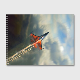 Альбом для рисования с принтом Красный F16 в Санкт-Петербурге, 100% бумага
 | матовая бумага, плотность 200 мг. | самолет