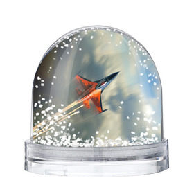 Снежный шар с принтом Красный F16 в Санкт-Петербурге, Пластик | Изображение внутри шара печатается на глянцевой фотобумаге с двух сторон | самолет