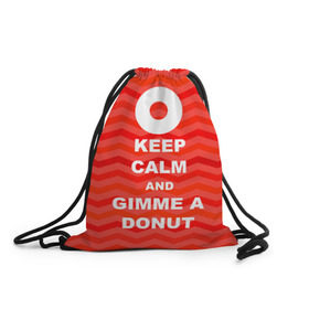 Рюкзак-мешок 3D с принтом Gimme a donut в Санкт-Петербурге, 100% полиэстер | плотность ткани — 200 г/м2, размер — 35 х 45 см; лямки — толстые шнурки, застежка на шнуровке, без карманов и подкладки | keep calm | полосы | сериал | твин пикс | текстура | фильмы