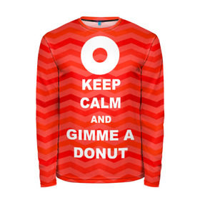 Мужской лонгслив 3D с принтом Gimme a donut в Санкт-Петербурге, 100% полиэстер | длинные рукава, круглый вырез горловины, полуприлегающий силуэт | keep calm | полосы | сериал | твин пикс | текстура | фильмы