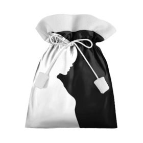 Подарочный 3D мешок с принтом Силуэт девушки в Санкт-Петербурге, 100% полиэстер | Размер: 29*39 см | белое | женщина | чб | черное