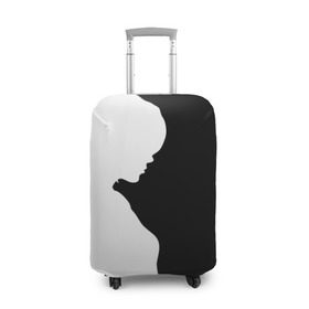 Чехол для чемодана 3D с принтом Силуэт девушки в Санкт-Петербурге, 86% полиэфир, 14% спандекс | двустороннее нанесение принта, прорези для ручек и колес | белое | женщина | чб | черное