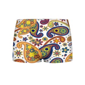 Мужские трусы 3D с принтом Цветные огурцы в Санкт-Петербурге, 50% хлопок, 50% полиэстер | классическая посадка, на поясе мягкая тканевая резинка | Тематика изображения на принте: cucumber | flower | gherkin | ornament | pattern | гжель | орнамент | текстура | турецкий огурец | узоры | цветок | цветочный | этнический узор