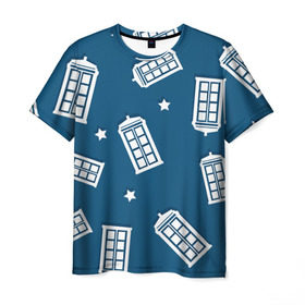 Мужская футболка 3D с принтом Тардис в Санкт-Петербурге, 100% полиэфир | прямой крой, круглый вырез горловины, длина до линии бедер | doctor who | space | tardis | будка | время | доктор кто | космос | машина времени | небо | приключения | пространство | сериал | тардис