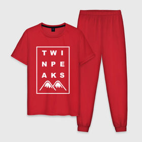 Мужская пижама хлопок с принтом Twin Peaks в Санкт-Петербурге, 100% хлопок | брюки и футболка прямого кроя, без карманов, на брюках мягкая резинка на поясе и по низу штанин
 | арт | сериал | твин пикс | фильмы