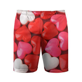 Мужские шорты 3D спортивные с принтом Candy в Санкт-Петербурге,  |  | heart | love | любовь | сердца