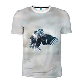 Мужская футболка 3D спортивная с принтом Орлиная атака в Санкт-Петербурге, 100% полиэстер с улучшенными характеристиками | приталенный силуэт, круглая горловина, широкие плечи, сужается к линии бедра | клюв | коршун | крылья | небо | облака | опасность | орел | охота | полет. перья | птица | хищник