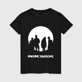 Женская футболка хлопок с принтом Imagine Dragons в Санкт-Петербурге, 100% хлопок | прямой крой, круглый вырез горловины, длина до линии бедер, слегка спущенное плечо | imagine dragons