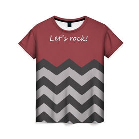Женская футболка 3D с принтом Let`s rock! в Санкт-Петербурге, 100% полиэфир ( синтетическое хлопкоподобное полотно) | прямой крой, круглый вырез горловины, длина до линии бедер | lets rock | twin peaks | давайте сделаем это | даян | даяна | диана | дэвид линч | карлик | твин пикс