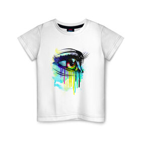 Детская футболка хлопок с принтом Глаз в Санкт-Петербурге, 100% хлопок | круглый вырез горловины, полуприлегающий силуэт, длина до линии бедер | eyes | взгляд | глаза | краски | ресницы