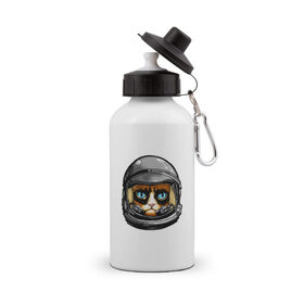 Бутылка спортивная с принтом Кот космонавт в Санкт-Петербурге, металл | емкость — 500 мл, в комплекте две пластиковые крышки и карабин для крепления | 