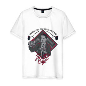Мужская футболка хлопок с принтом Twin Peaks в Санкт-Петербурге, 100% хлопок | прямой крой, круглый вырез горловины, длина до линии бедер, слегка спущенное плечо. | cofee | дейл купер | кофе | твин пикс