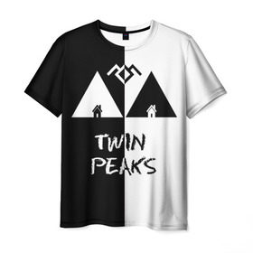 Мужская футболка 3D с принтом Twin Peaks в Санкт-Петербурге, 100% полиэфир | прямой крой, круглый вырез горловины, длина до линии бедер | Тематика изображения на принте: арт | сериал | твин пикс | фильмы | черно белые