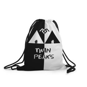 Рюкзак-мешок 3D с принтом Twin Peaks в Санкт-Петербурге, 100% полиэстер | плотность ткани — 200 г/м2, размер — 35 х 45 см; лямки — толстые шнурки, застежка на шнуровке, без карманов и подкладки | арт | сериал | твин пикс | фильмы | черно белые