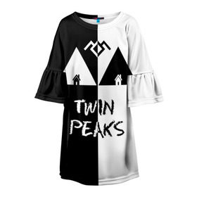 Детское платье 3D с принтом Twin Peaks в Санкт-Петербурге, 100% полиэстер | прямой силуэт, чуть расширенный к низу. Круглая горловина, на рукавах — воланы | арт | сериал | твин пикс | фильмы | черно белые