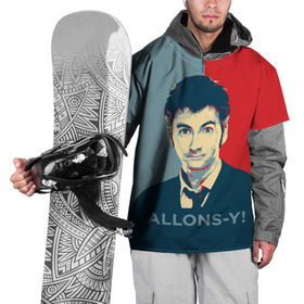 Накидка на куртку 3D с принтом ALLONS-Y! в Санкт-Петербурге, 100% полиэстер |  | арт | десятый доктор | доктор кто | надпись | сериал | тардис | фильмы