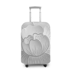 Чехол для чемодана 3D с принтом Grey flowers в Санкт-Петербурге, 86% полиэфир, 14% спандекс | двустороннее нанесение принта, прорези для ручек и колес | 